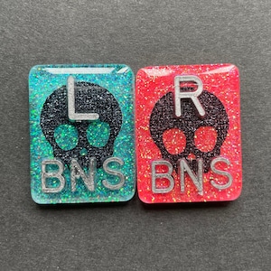 Black Glitter Skull Xray Markers, Large Rectangle, With 2 or 3 Initials