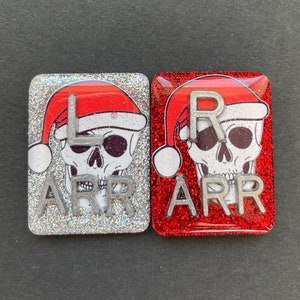 Skull & Santa Hat Xray Markers, With 2 or 3 Initials, Christmas Xray Markers, Rectangle, Glitter