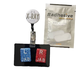 Student Xray Tech Bundle, Xray Markers, Large Rectangle, Badge Reel, Marker Holder, Radhesive, Radiology, Clinical