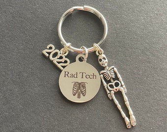 Rad Tech Graduation Gift, 2025, X-ray Tech Keychain, Radiology, Xray Tech, Skeleton, Year