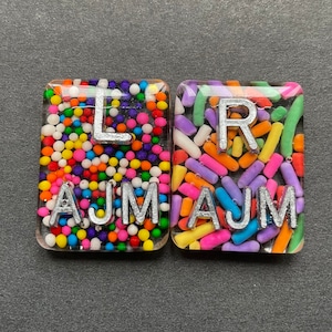 Sprinkle Xray Markers, Rectangle, 2 or 3 Initials, Cute, Fun, Glitter