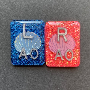 Oyster Shell Xray Markers, With 2 or 3 Initials, Rectangle, Glitter, Sea Shell, Pearl, Holographic