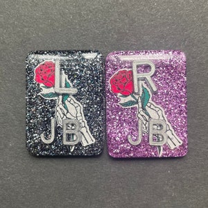 Skeleton Hand & Rose Xray Markers, With Initials, Rectangle, Glitter, Valentines Day, Flower, Bones