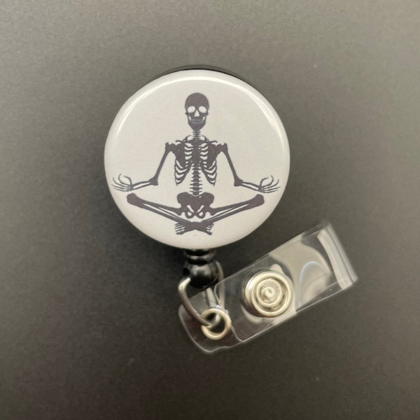 Yoga Skeleton, Badge Holder, Retractable ID Badge Reel, Mediate, Meditation, Yogi