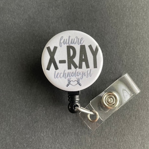 Future X-Ray Technologist Badge Holder, Retractable ID Badge Reel, Radiology, Rad Tech, Xray, Skeleton Heart Hands, Student