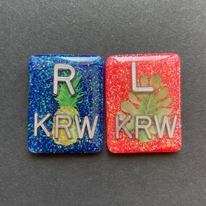 Pineapple & Palm Leaf Xray Markers, With 2 or 3 Initials, Rectangle, Glitter, Summer Vibes