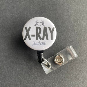 X-Ray Student Badge Holder, Retractable ID Badge Reel, Radiology, Rad Tech, Xray, Skeleton Heart Hands