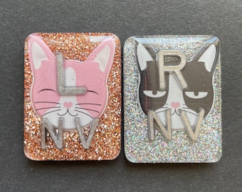 Sassy Cat Xray Markers, Rectangle, Glitter, Cat X-ray Markers, With 2 or 3 Initials