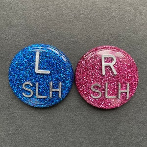 Round Circle Xray Markers, With 2 or 3 Initials, Glitter