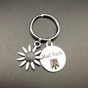Rad Tech Sunflower Keychain, Radiology, Graduation, Xray Tech, Gift
