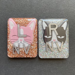 Sassy Cat Xray Markers, Rectangle, Glitter, Cat X-ray Markers, With 2 or 3 Initials