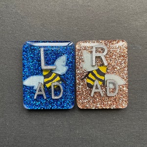 Bumblebee Xray Markers With 2 or 3 Initials, Rectangle, Glitter