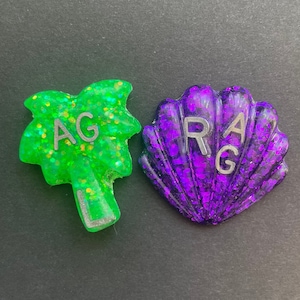 Summertime Xray Markers, With 2 or 3 Initials, Seashell, Palm Tree, Tropical, Summer, Beach, Glitter