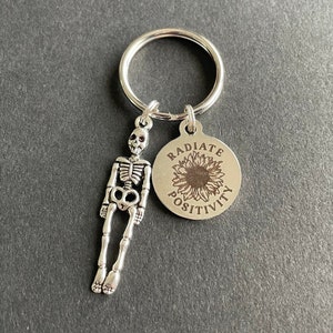 Radiate Positivity Keychain, Sunflower, Skeleton, Skull, Caduceus, Radiology, Graduation, Rad Tech Week Gift, Xray Tech