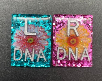 Daisy Xray Markers, With 2 or 3 Initials, Large Rectangle, Glitter, Pink and Yellow