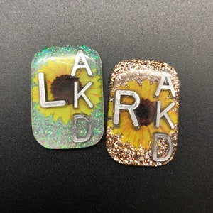 Sunflower Xray Markers, With 2 or 3 Initials, Small Rectangle, Glitter