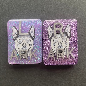 German Shepherd Sugar Skull Xray Markers, With 2 or 3 Initials, Rectangle, Glitter, Dog