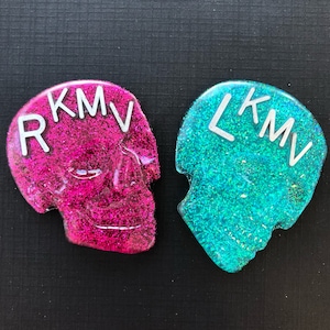 Skull Oblique Xray Markers, With 2 or 3 Initials, Glitter