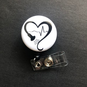 Ultrasound Badge Holder, Retractable ID Badge Reel, Heart, Probe, Sonography