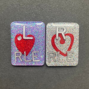 Valentine's Day Xray Markers, With Initials, Rectangle, Glitter, Hearts, Red