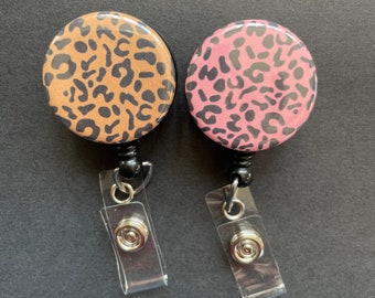 Animal Print Retractable ID Badge Holder, Leopard, Cheetah Print