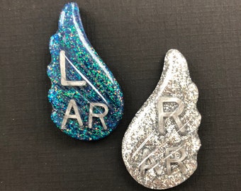 Angel Wings Xray Markers, With Initials, Glitter
