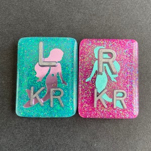 Mermaid Xray Markers, With 2 or 3 Initials, Rectangle, Glitter, Pink & Blue