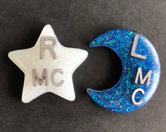 Star & Moon Xray Markers, With Initials, Glitter