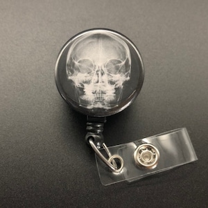 Xray ID Retractable Badge Holders, Bones, Anatomy, Radiology, Skull X-Ray