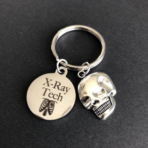Xray Tech Gift, Xray Tech Keychain, Skull Radiology Graduation Skeleton Rad Tech Caduceus