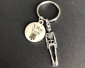 Xray Tech Gift, Xray Tech Keychain, Skull Radiology Graduation Skeleton Rad Tech Caduceus