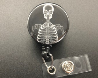 Xray ID Retractable Badge Holders, Bones, Anatomy, Radiology, Head and Torso X-Ray