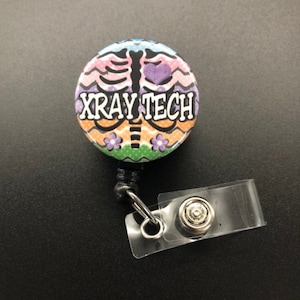 Xray Tech Retractable ID Badge Holder Reel Torso Heart Flowers