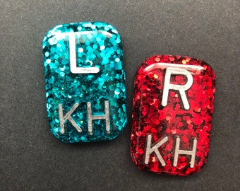 Glitter Rectangle Xray Markers, Xray Tech Gift, Pretty, Blue and Red, With 2 or 3 Initials
