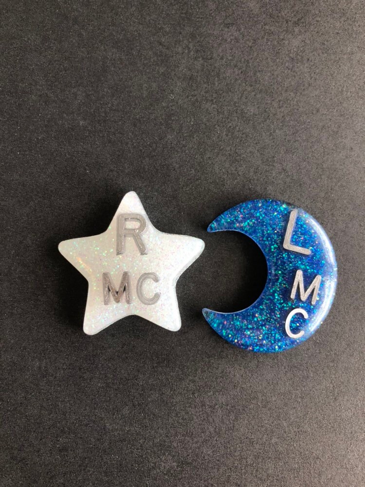 Star & Moon Xray Markers, With Initials, Glitter