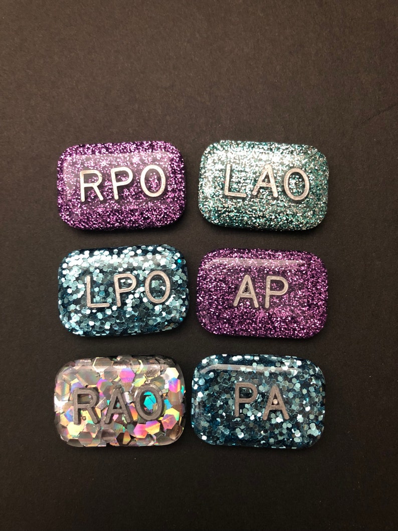 Rao Rpo Lao Lpo, Ap, Pa, Positional Xray Markers, Rectangle, Glitter, X-ray Markers, Position Indicator image 1