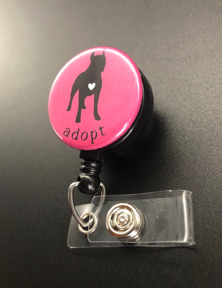 Adopt Retractable ID Badge Holder, Pitbull, Rescue, Adopt Don't Shop, Dog -   UK