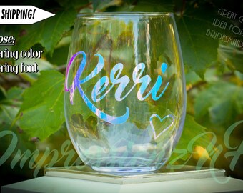 Personalisiertes Weinglas, Personalisiertes Weinglas, Brautjungferngeschenke, Junggesellinnengeburtstag, Geburtstag Weingläser, individuelle Weingläser, Mama