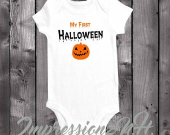 My First Halloween shirt - My 1st halloween onesie - Cute pumpkin halloween baby shirt