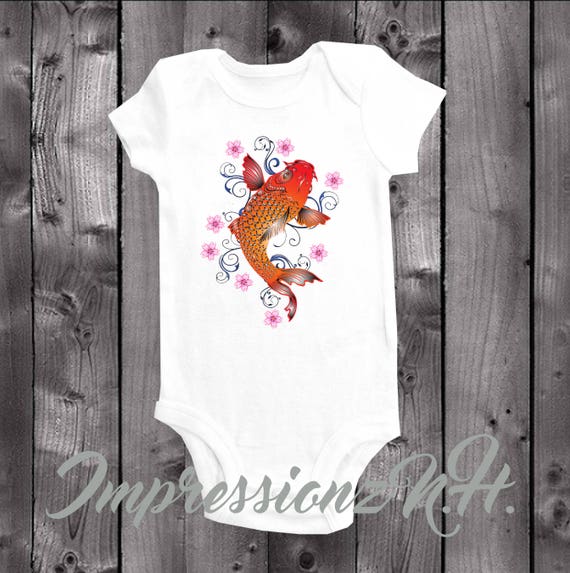 Cute Koi Fish Baby Bodysuit One Piece Shirt Fish Marine Etsy