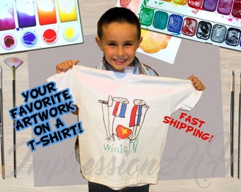 Your Artwork on a T-shirt, Artist Gift, Personalized Tshirt, Drawing, Painting, Artsy gift