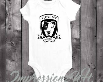 JA miłość mój Pitbull Onesie-ja miłość mój Pitbull Baby koszula, Baby Body, jeden-Piece koszula, rodzeństwo rezygnować łapy
