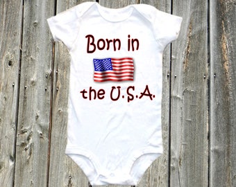USA baby onesie, usa baby bodysuit , one-piece bodysuit shirt - Born in the USA