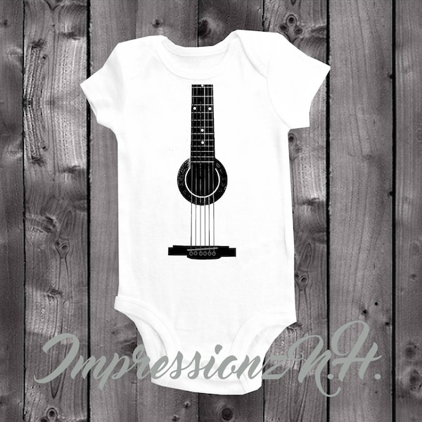 Cool guitar baby onesie, guitar onesie and bodysuit - Accoustic guitar