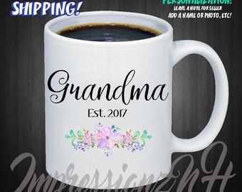 Grandma to be - New Grandma mug - Grandmother gift- Grandmother mug - Baby announcement - mug - Floral Grandma mug