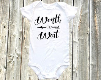 New baby onesie - Worth the wait baby one-piece bodysuit shirt, new arrival, pregnancy gift, over due date, baby shower