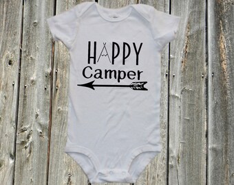 Happy Camper baby shirt, Happy camper bodysuit, Happy camper onesie, Camping onesie
