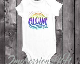 Aloha baby costume intero body camicia - Aloha baby onesie - Hawaiin baby onesie camicia hawaii per il bambino