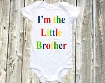 Pequeño hermano mono bebé camisa, hermanito bebé mono, camisa de una sola pieza - soy el hermano pequeño, nuevo bebé, nuevo hermanito