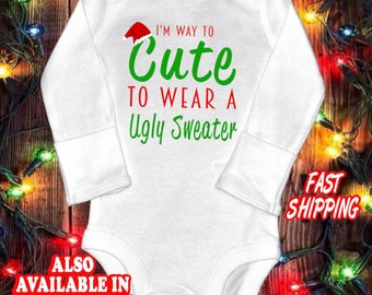 Funny baby christmas one-piece bodysuit shirt - ugly sweater shirt